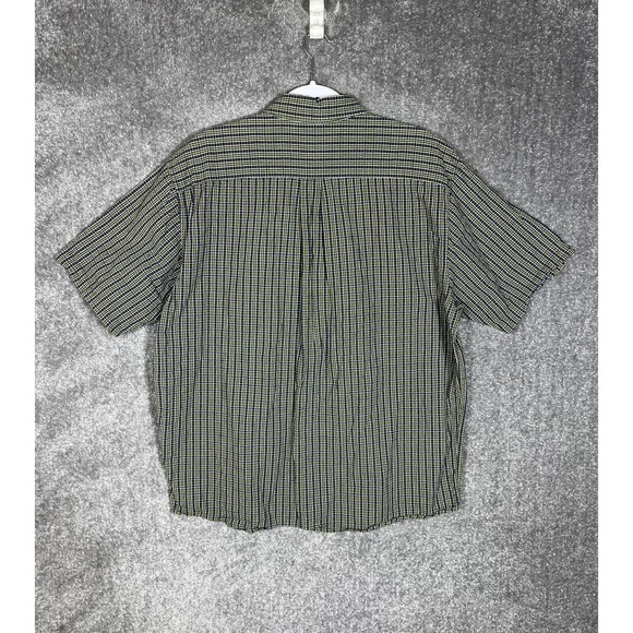 Eddie Bauer Seersucker Button Down Shirt Mens Large Plaid Short Sleeve Pocket - Picture 2 of 8